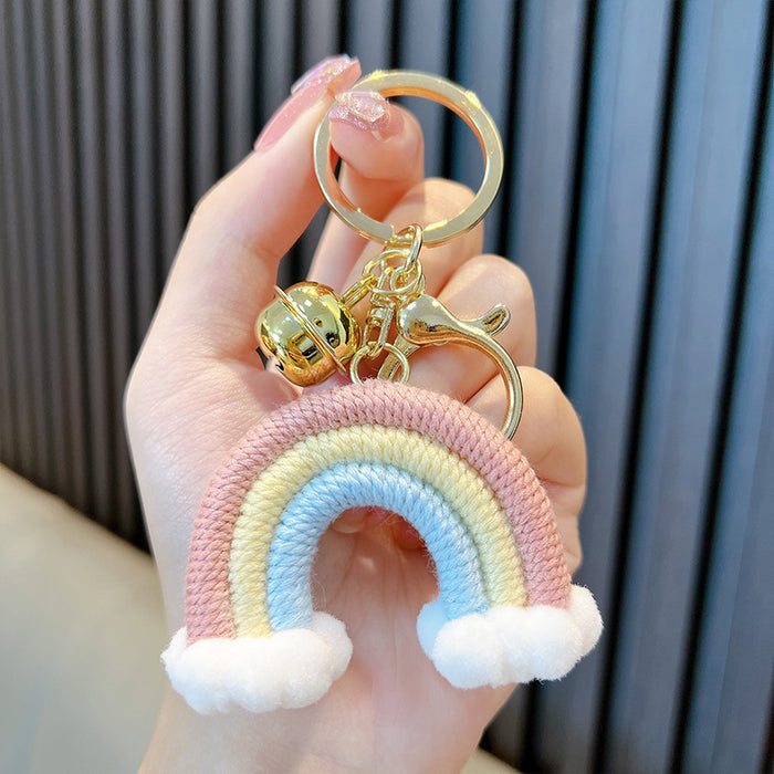 Wholesale Woven Cotton Thread Rainbow Cloud Keychain JDC-KC-WoA042