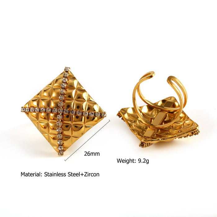Wholesale Original Design Stainless Steel Square Earrings Set with Zircon, Light Luxury and High Grade Jewelry