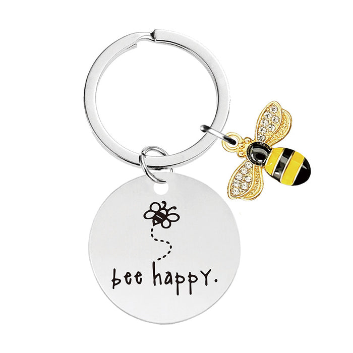 Wholesale Little Bee Thanksgiving Teacher's Day Alloy Keychain JDC-KC-GangGu048