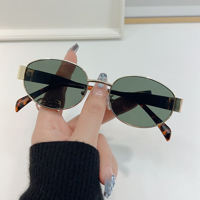 Wholesale  Metal Oval Frame Sunglasses Sun Protection Sunglasses for Men and Women