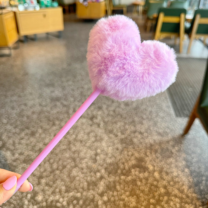 Wholesale Cute Round Love Rainbow Ballpoint Pen Signature Pen Black Pen Plush Pen Gift Pen Big Brush Pen