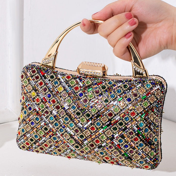 Wholesale European and American Retro Ladies' Banquet Diamond Inlaid Handbag JDC-HB-MM004