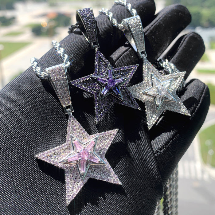 Wholesale Full diamond rotating pendant titanium steel necklace, high-end and personalized fashion accessory