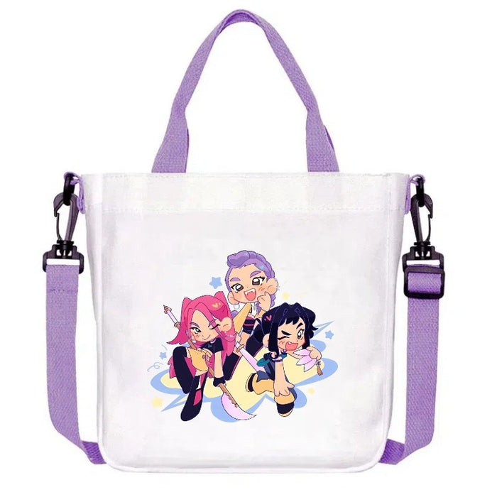 Wholesale Kpop Cartoon Print New Purple Canvas Handbag,  Shoulder Bag,