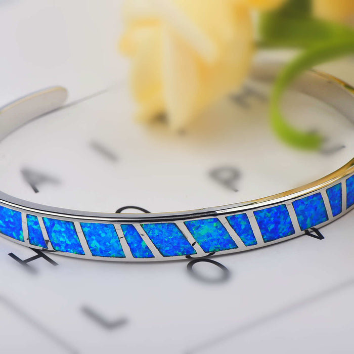 Wholesale Alloy Blue Square Stripe Bracelet JDC-BT-JuC001