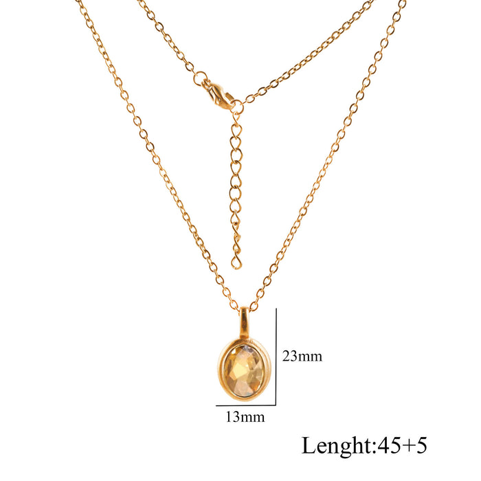 Wholesale Stainless Steel Oval Gemstone Choker Necklace