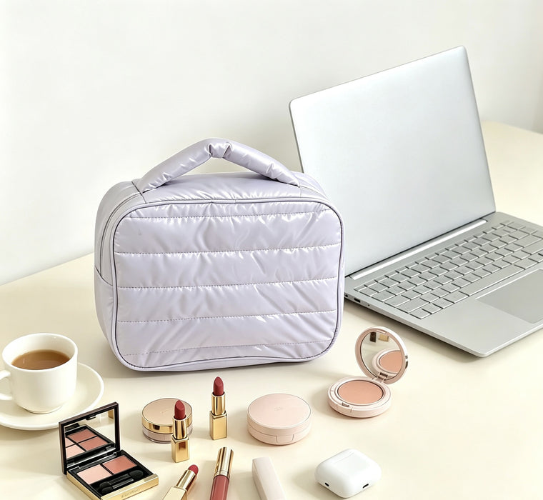 Wholesale Quilted Light Pink Women S Makeup Bag Large Capacity Travel Toiletry Organizer Home Storage Chic