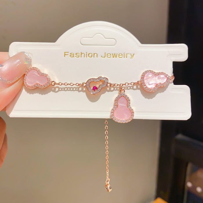 Wholesale Rhinestone Flower Adjustable Bracelet Copper Gold Pink Jewelry Accessory