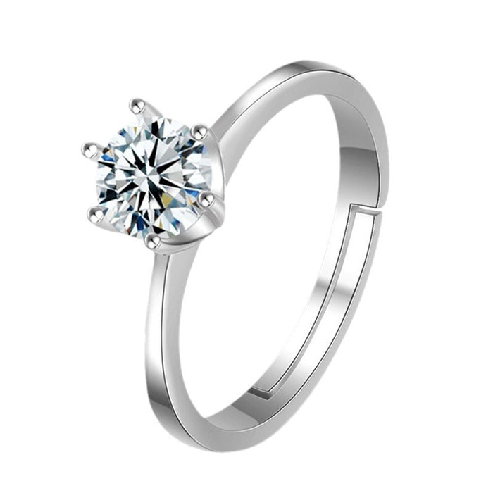 Wholesale Classic Crown Ring Six-claw Zircon Open Ring Women's  Couple's Ring