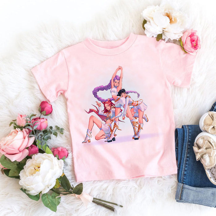 Wholesale Cotton Casual Teen T Shirt K Pop  Fan Gift Striped Round Neck Short Sleeve