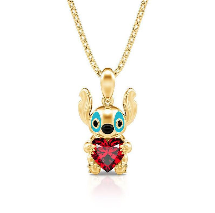 Wholesale Cartoon Cute Love Heart White Stone Necklace JDC-NE-jinmiao003