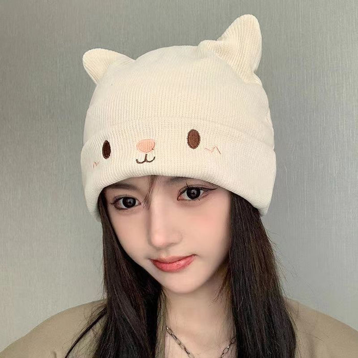 Wholesale Autumn and Winter Pile Hats Cute Cat Wool Knitted Hat JDC-FH-Yiguan002