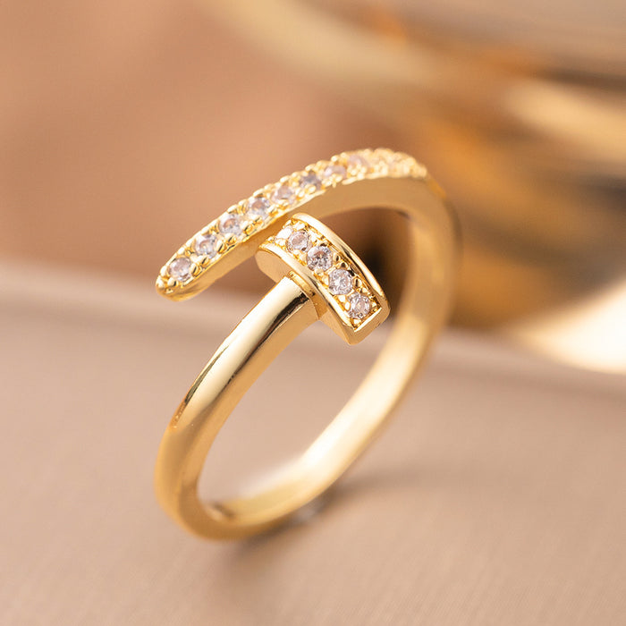 Wholesale Letter Rivet Zircon Ring