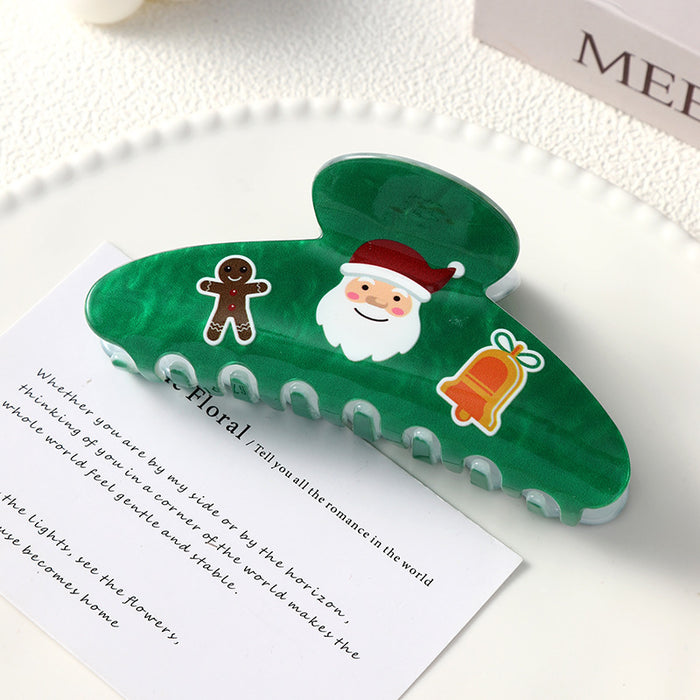 Wholesale Christmas Acrylic Hair Claw Clips Santa Reindeer Snowflake Design Party Fashion Accessory