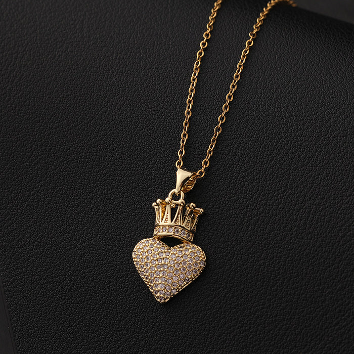 Wholesale Copper Gold Plated Love Crown Necklace JDC-NE-ShangY034