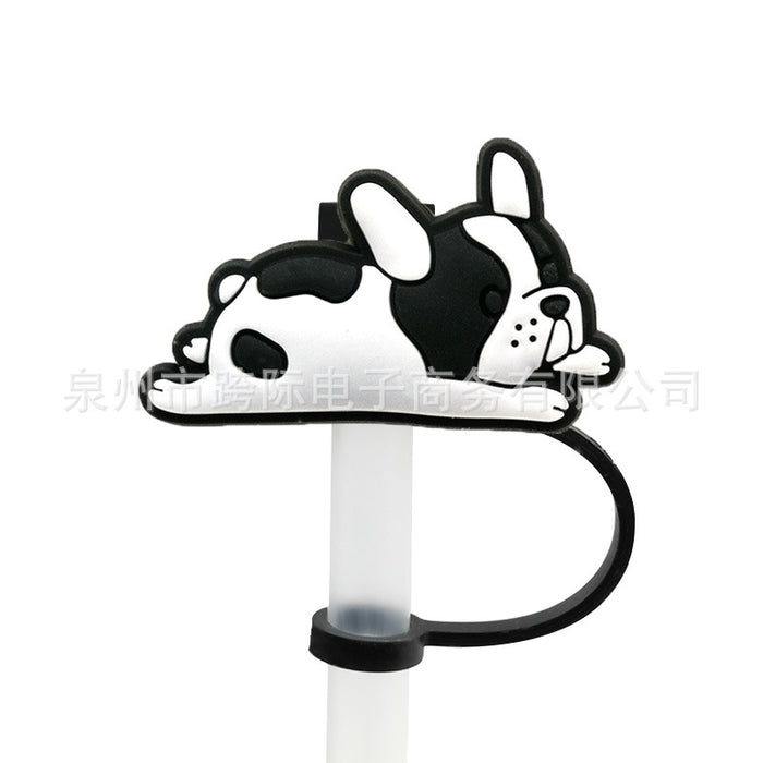 Wholesale 10pcs Silicone Cartoon Puppy Straw Cover JDC-SCR-KuaJ007