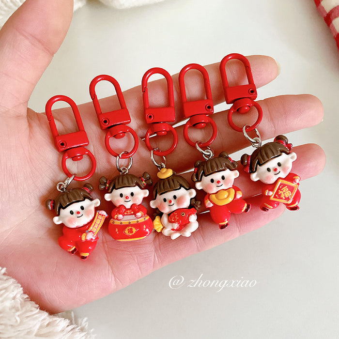 Wholesale Keychain pendant cute cartoon student backpack hanging accessory with accessories