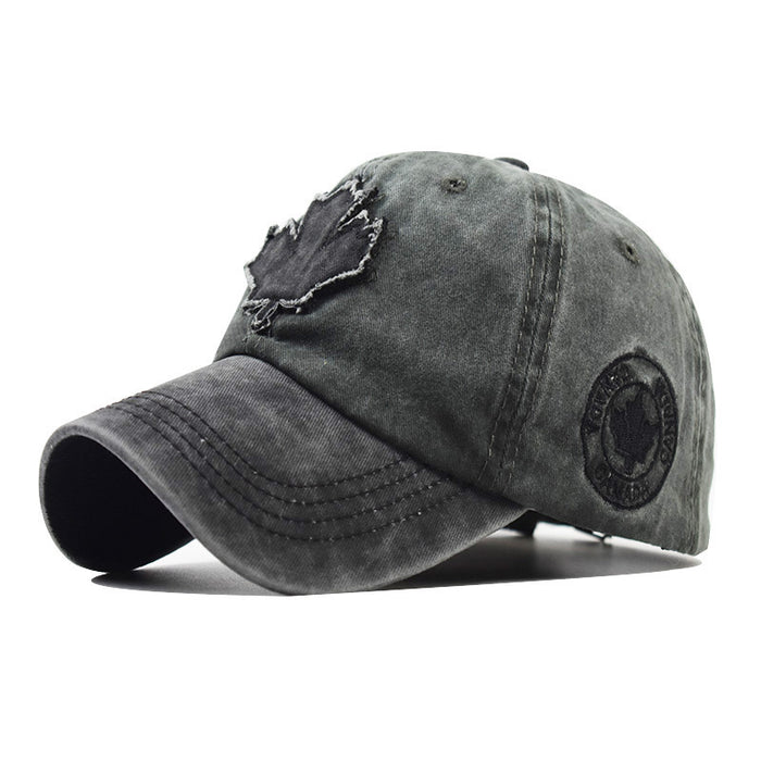 Wholesale Maple Leaf Embroidered Washed Vintage Baseball Cap
