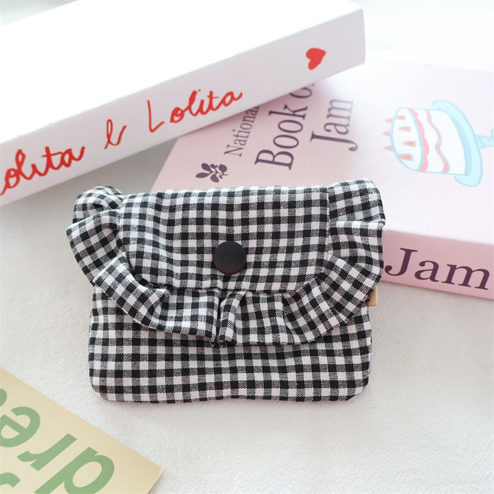 Wholesale Gingham Plaid Flap Pouch Card Holder Wallet For Women Portable Purse For Everyday Use Home Storage