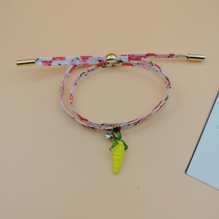 Wholesale Small floral cloth bracelet, personalized color, trendy color, glass beads, stainless steel adjustable bracelet