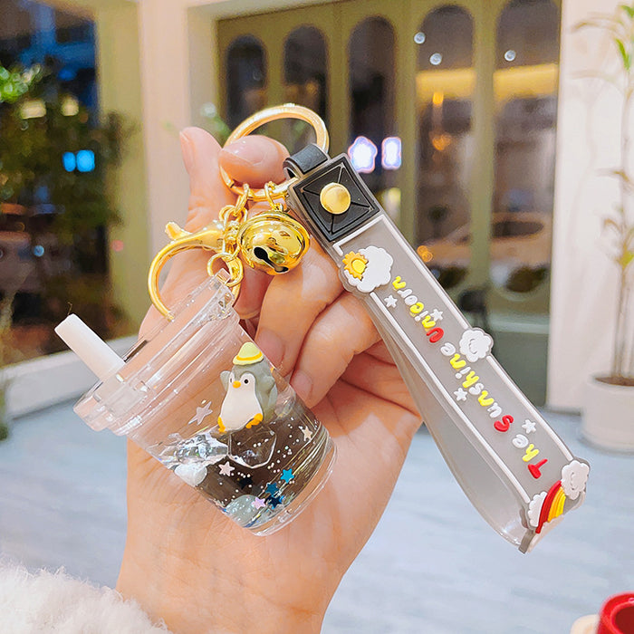 Wholesale Cartoon Floating Into Oil Quicksand Bottle Keychain JDC-KC-ShuoT013