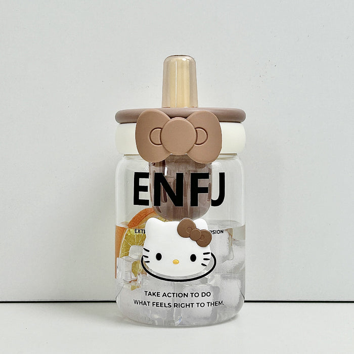 Wholesale Glass Sippy Cup with Straw Cartoon Design Ideal for Office Tea and Coffee