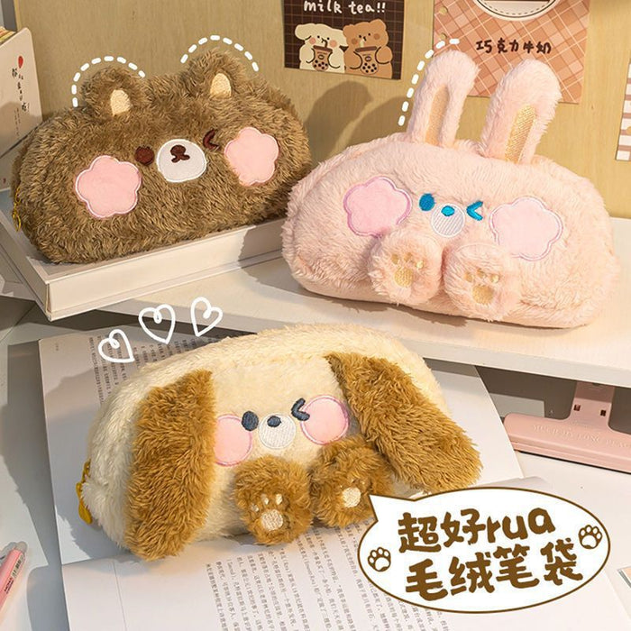 Wholesale Cotton Plush Pencil Case Pink Bunny Cute Student