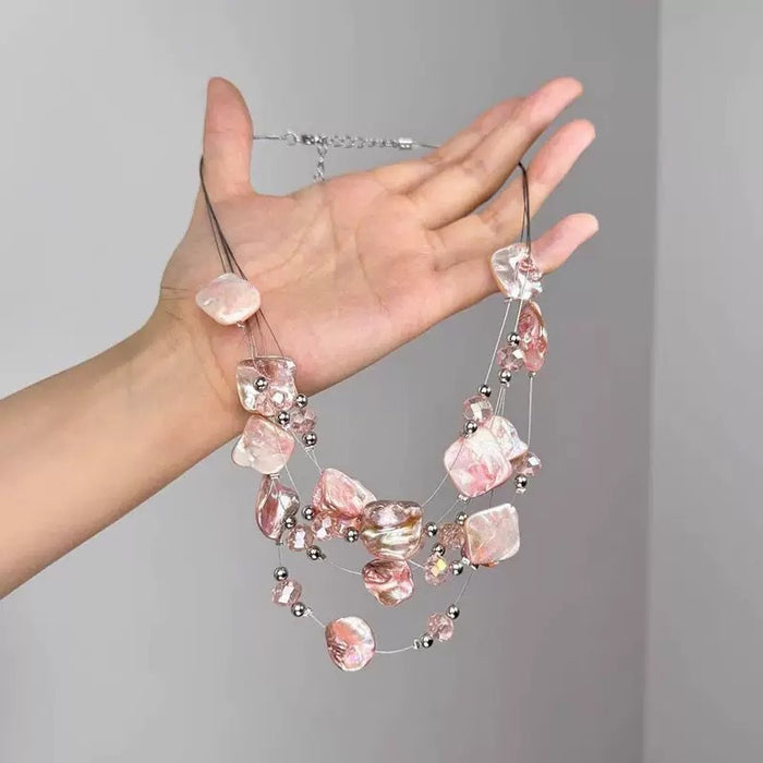 Wholesale Fashion Alloy Flower Long Chain Necklace Trendy Jewelry Accessory Gift