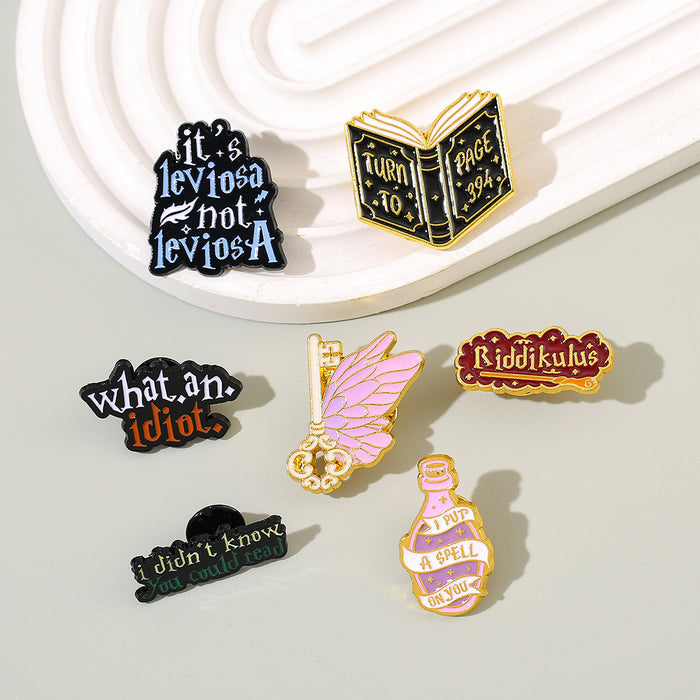 Wholesale Metal Letter Brooch Pin With Butterfly And English Quote Design Stylish Jewelry Accessory