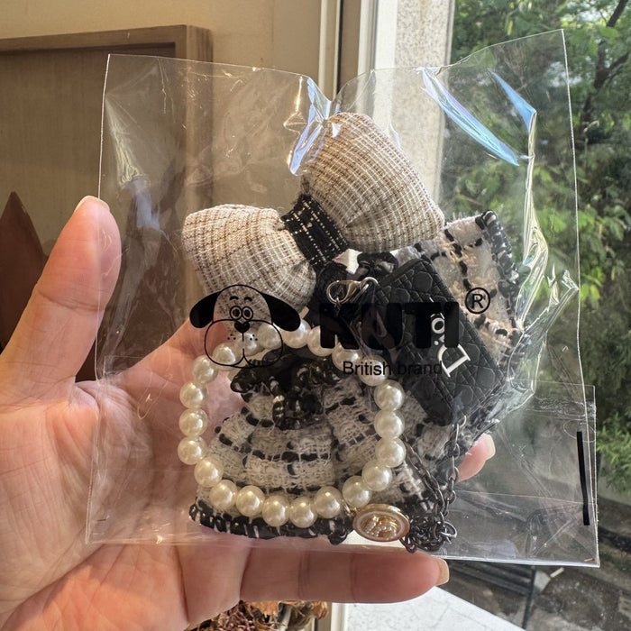 Wholesale Doll Clothes Accessories Bow Black and White Plaid Skirt Clothes