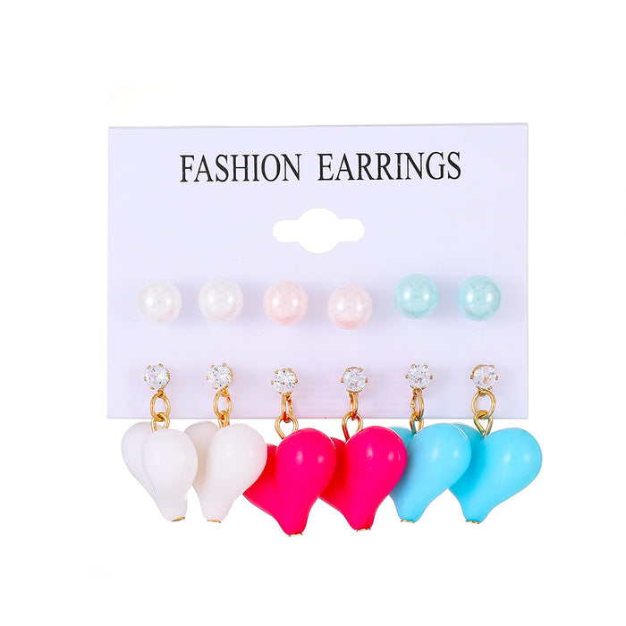 Wholesale Earrings Color Butterfly Love Pearl Flower Mushroom Earrings Six Piece Set JDC-ES-D660