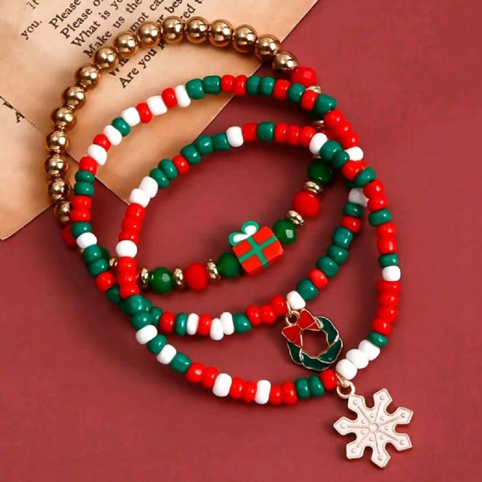 Wholesale Christmas Bracelet Christmas Alloy Beaded Bracelet Combination Set