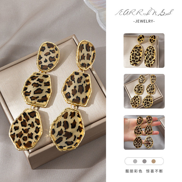 Wholesale leopard print acrylic earrings for women,  wild pattern earrings,  exaggerated earrings