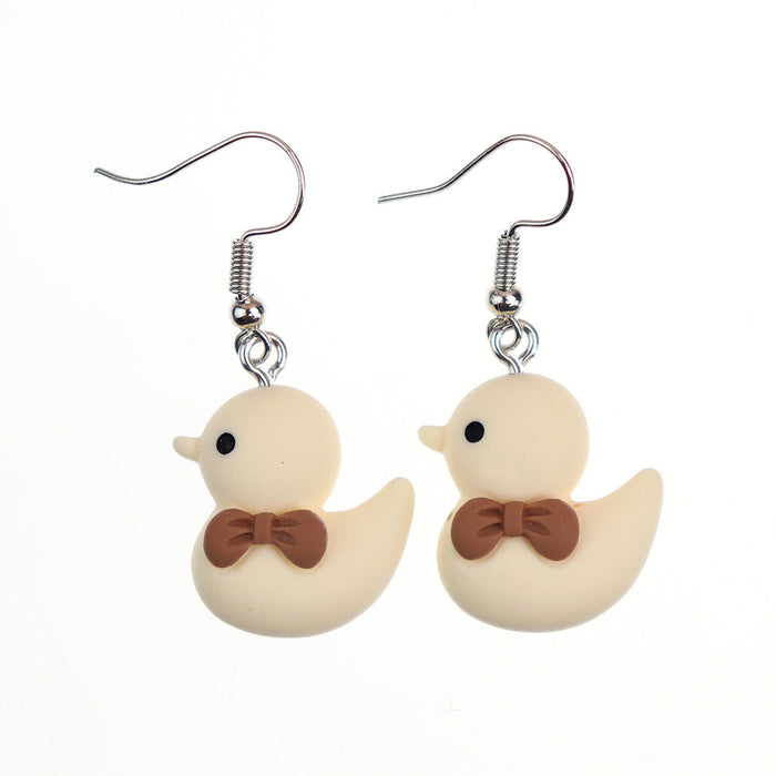 Wholesale Earrings Resin Fun Cute Cartoon Animal Cat Duck (S) JDC-ES-niqing015