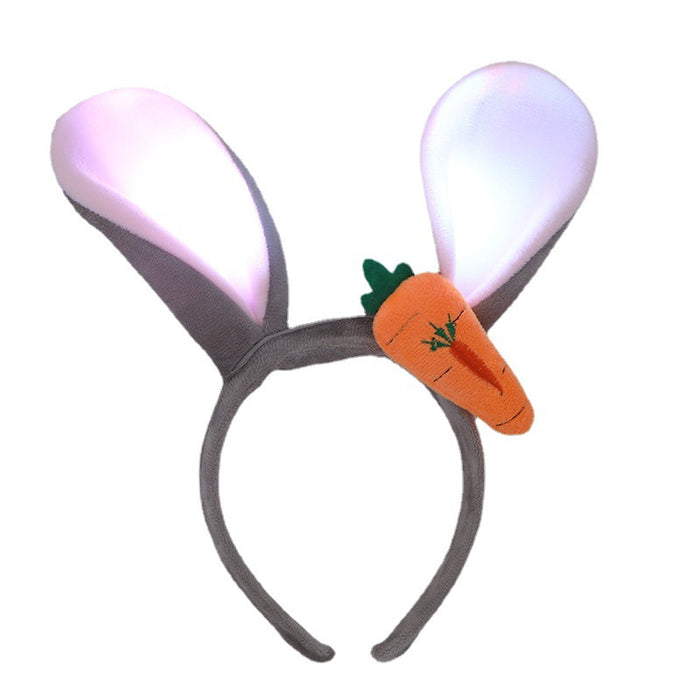 Wholesale 12PCS Plastic LED Carrot Cartoon Rabbit Ear Glow Hair Hoop JDC-HD-MeiY008