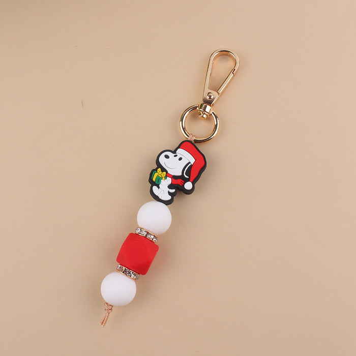 Wholesale Cartoon Christmas Handmade Silicone Beaded Keychain JDC-KC-GuangTian001