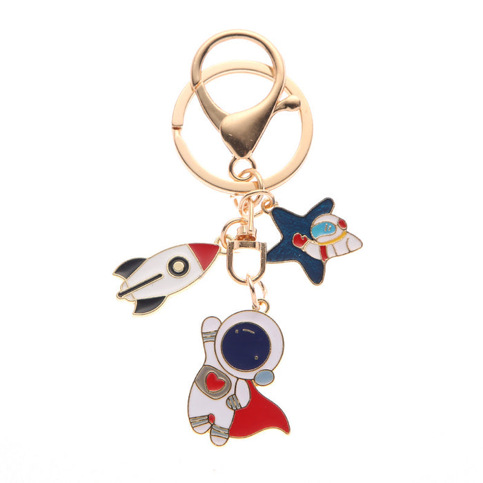 Wholesale Astronaut Metal Keychain Creative Astronaut Pendant Rocket Star Bag Pendant