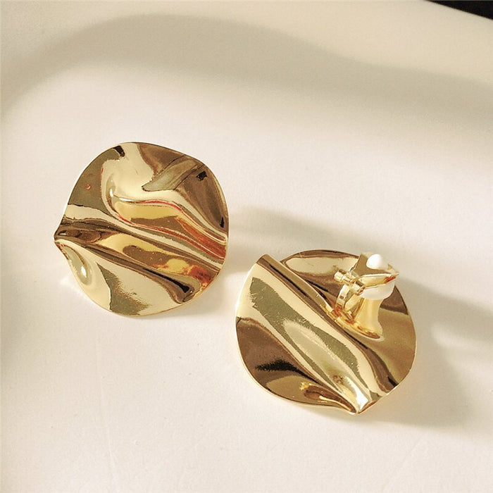 Wholesale Earless hole retro cool style geometric irregular ear clip gold design sense metal ear clip