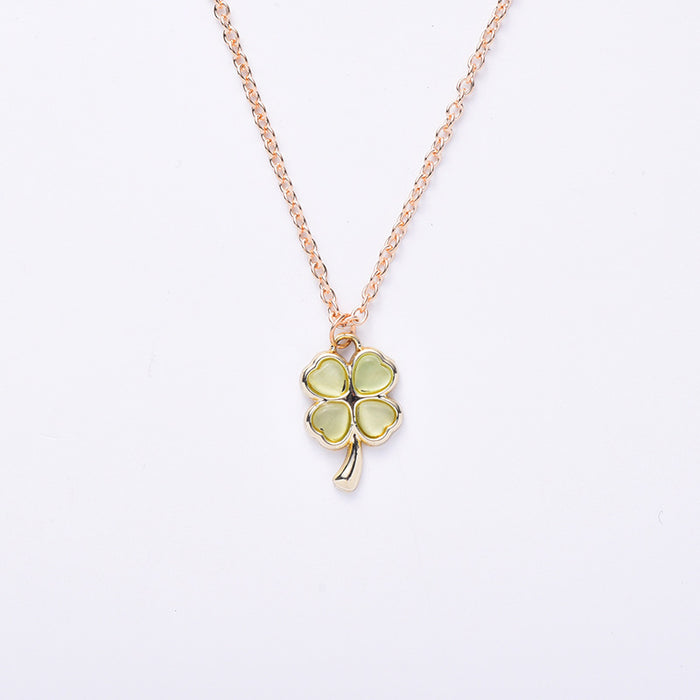 Wholesale Opal Drop Oil Green Clover Necklace JDC-NE-BoY003