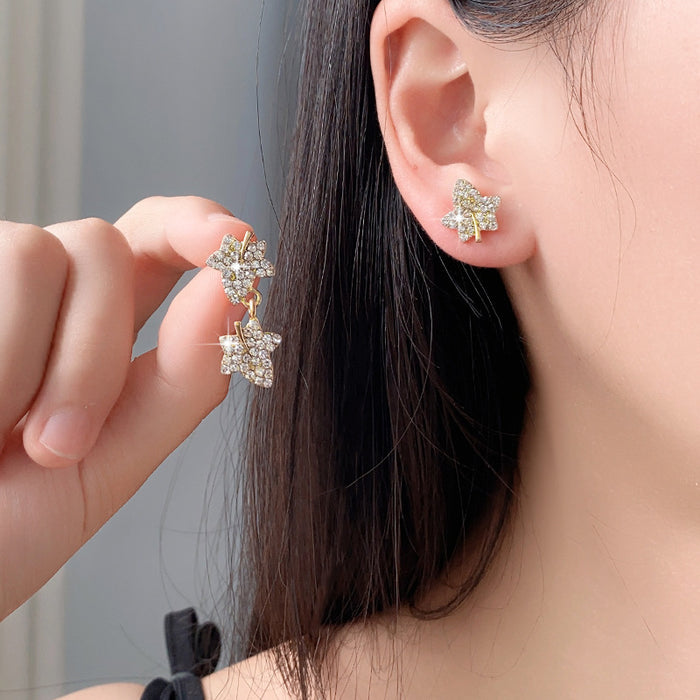 Wholesale Silver Needle Personalized Design Asymmetric Leaf New Fashion Earnail Earaccessory Wholesale