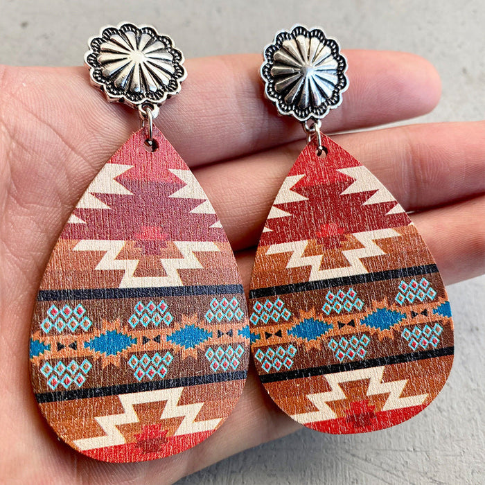 Wholesale 2pairs/pack Aztec Wood Wooden Earrings JDC-ES-HeYi069