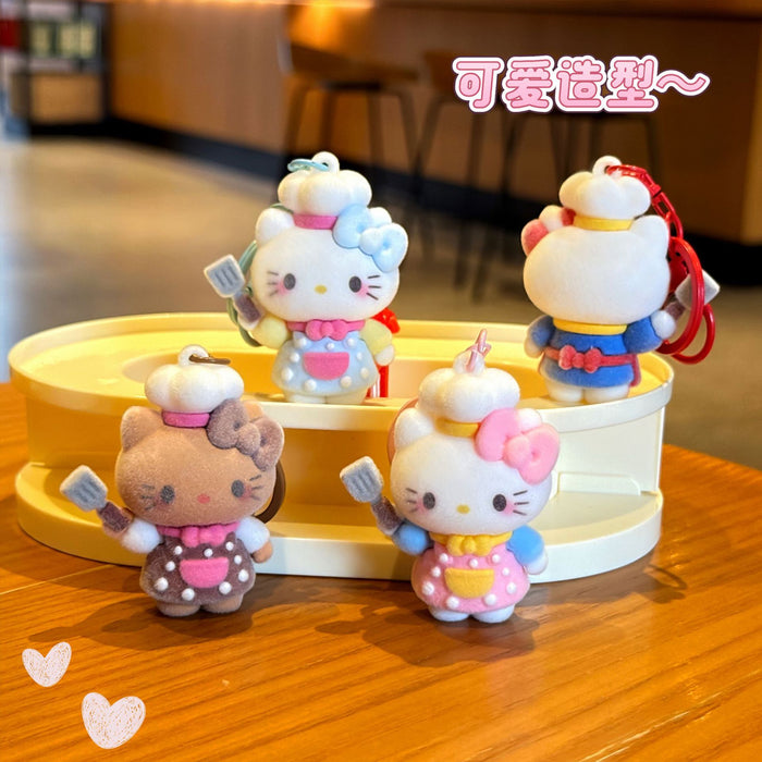 Wholesale Chef Cat Flocked Keychain Bag Charm Car Key Accessory MOQ≥2