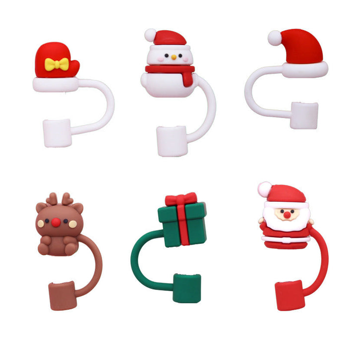 Wholesale 10mm Soft Rubber Christmas Straw Dust Plug Straw Decoration JDC-SCR-QianYu002