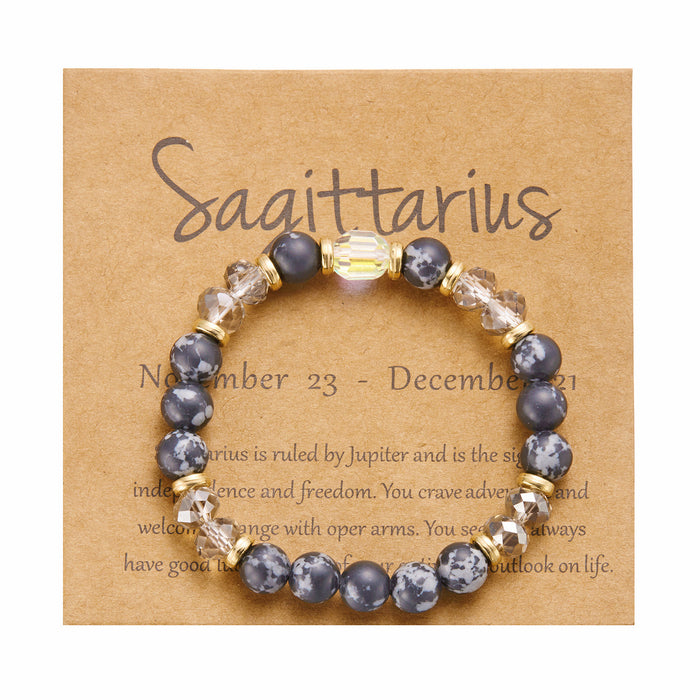 Wholesale twelve constellation bracelet imitation natural stone beaded bracelet color stone constellation paper card bracelet