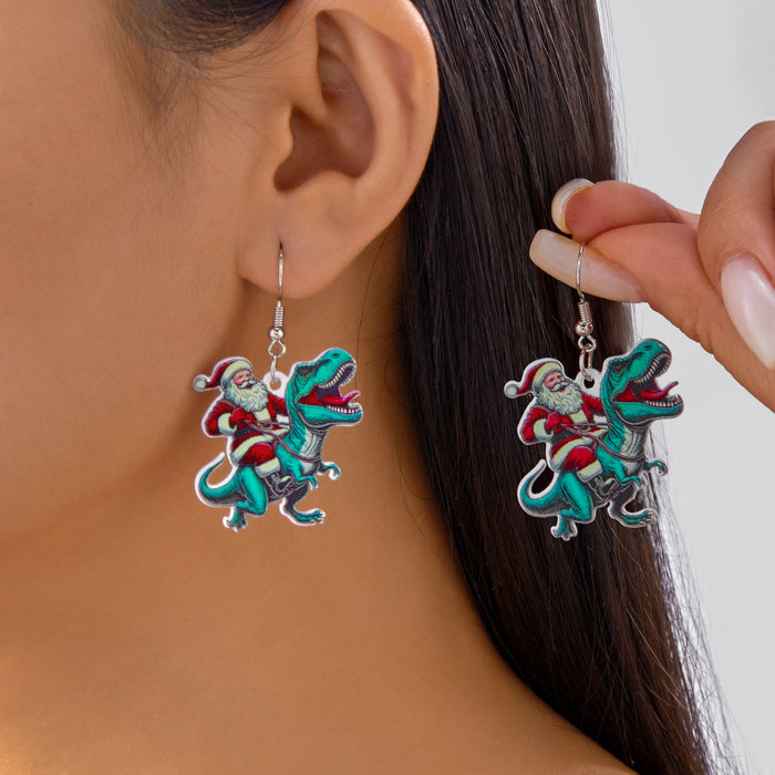 Wholesale Christmas earrings dinosaur  funny elk sweater snowman acrylic earrings