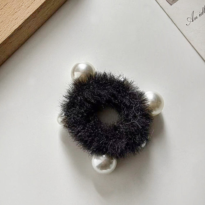 Wholesale Imitation Rex Rabbit Hair Ring Cute Pearl Hair Rope Hair Accessories Headwear