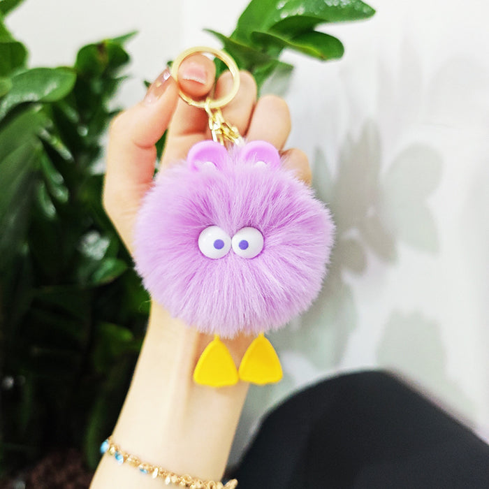 Wholesale imitation rex rabbit fur doll little duck plush ball pendant doll schoolbag pendant keychain mobile phone accessories