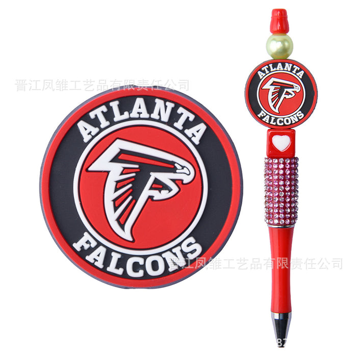 Wholesale 50pcs Rugby team series beads ballpoint pen beaded accessories fun stationery cartoon accessories detachable