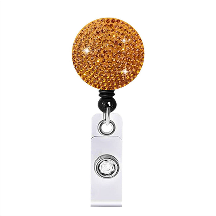 Wholesale Round Color AB Rhinestone Telescopic Clip Easy Pull Keychain JDC-KC-QiDing009