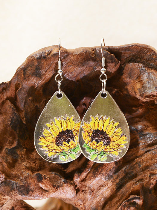 Wholesale Sunflower Hand Drawn Texture Sketch Earrings JDC-ES-ChenC010